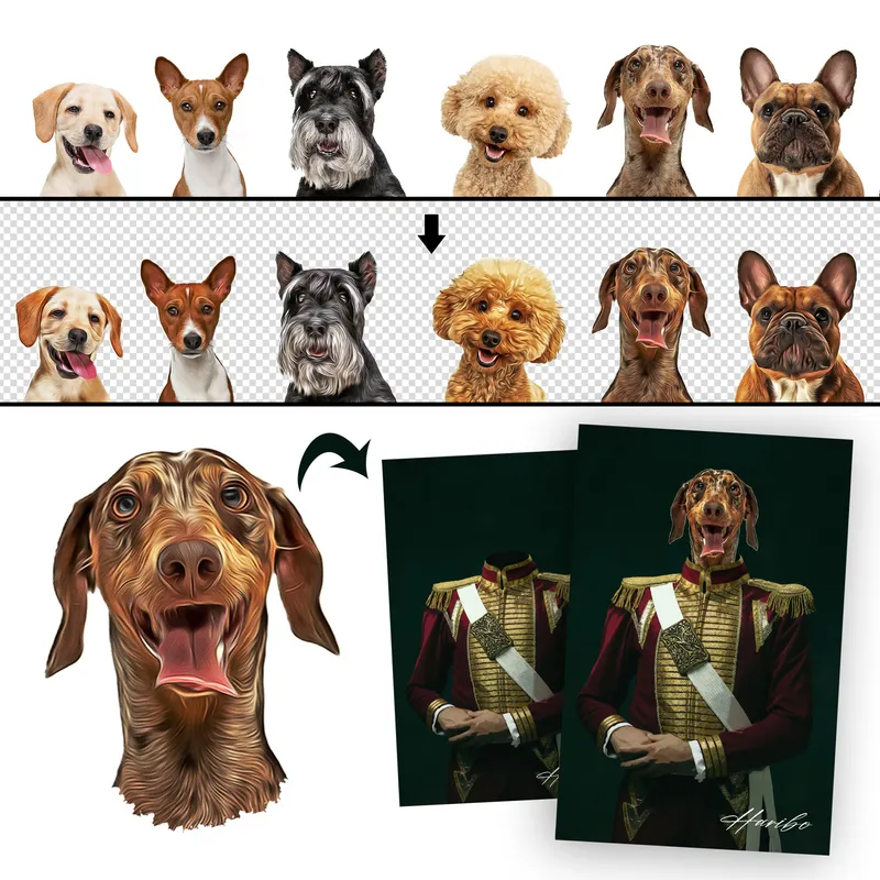 Royal Pet Oil Painting Design Personalized Photo Printed Framed Picture