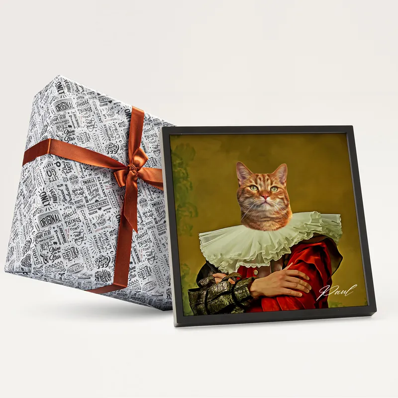 Royal Pet Oil Painting Design Personalized Photo Printed Framed Picture
