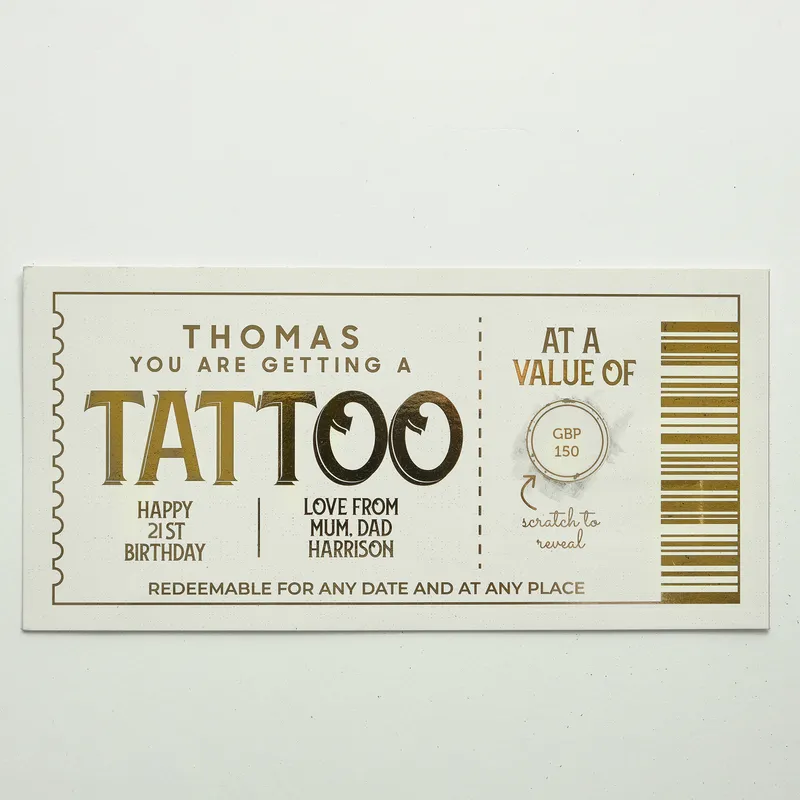 Scratch-Off Tattoo Gift Card for Birthdays