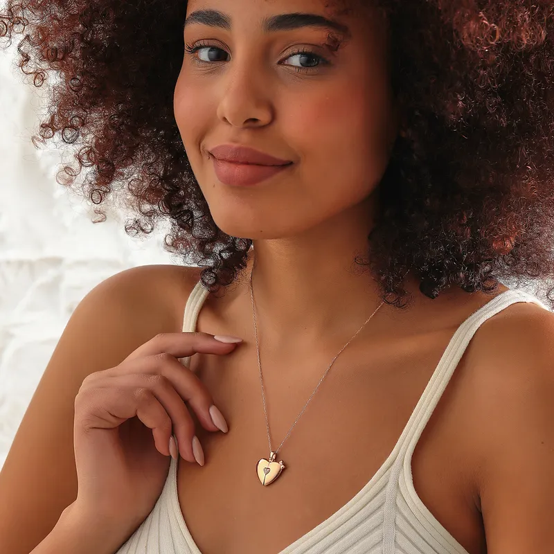 Personalised Heart Locket Necklace with Hidden Message for Her