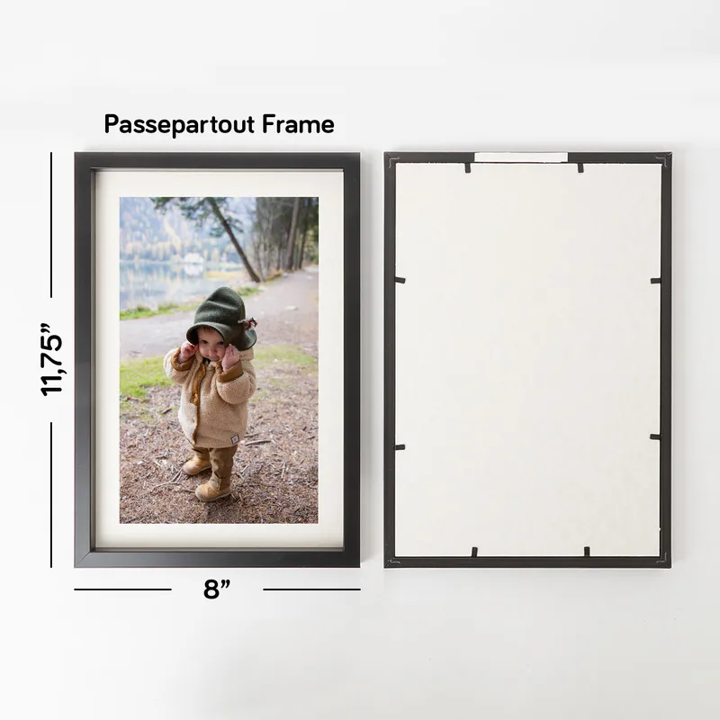 Self Adhesive Black Photo Frame with Mat Bordered Photo Print