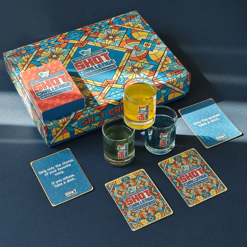 Shot Challenge Party Game with Shot Glasses Set