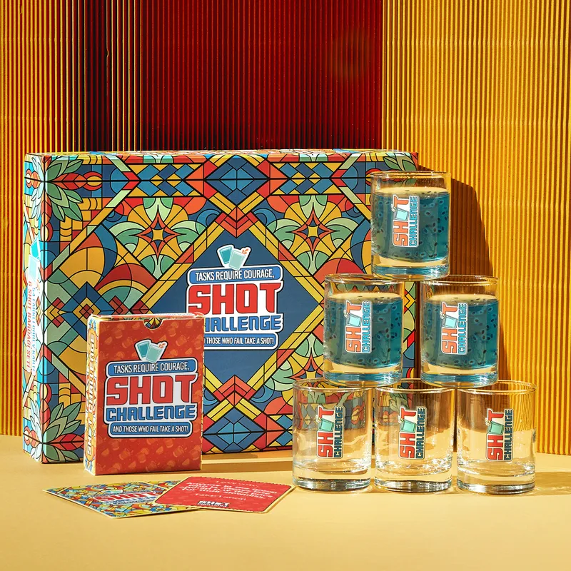 Shot Challenge Party Game with Shot Glasses Set