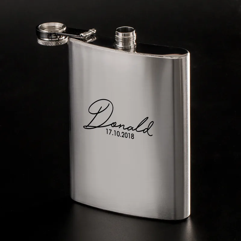 Personalised Stainless Steel Hip Flask 7 Oz Engraved Gift