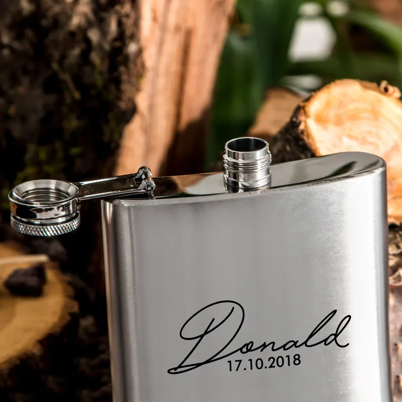 Personalised Stainless Steel Hip Flask 7 Oz Engraved Gift