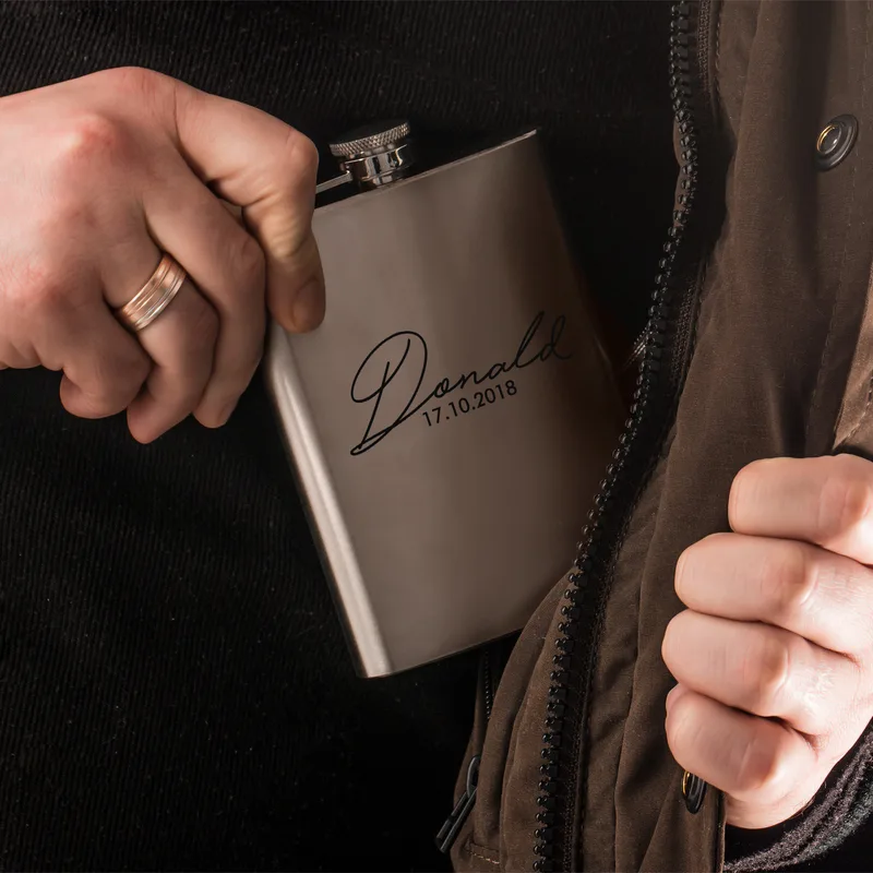 Personalised Stainless Steel Hip Flask 7 Oz Engraved Gift