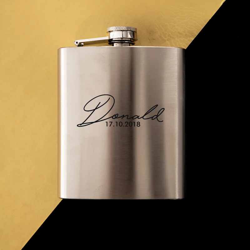 Personalised Stainless Steel Hip Flask 7 Oz Engraved Gift