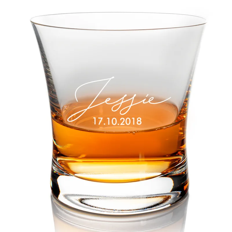 Signature Design Personalized 2 Piece Whiskey Glasses Set with Wooden Gift Box