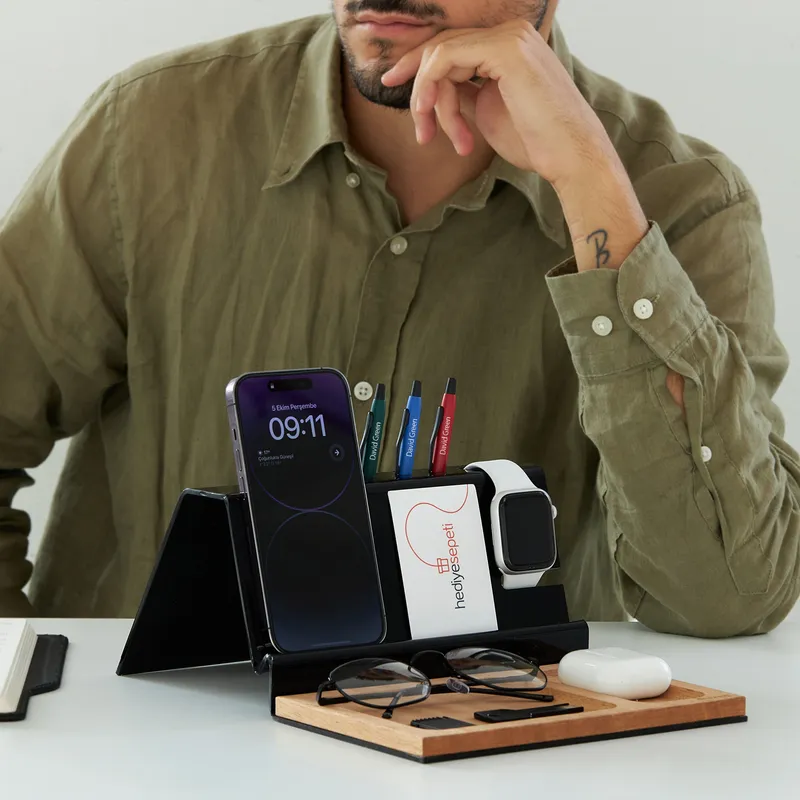 Personalised Desk Organiser with Pens for Men and Dads