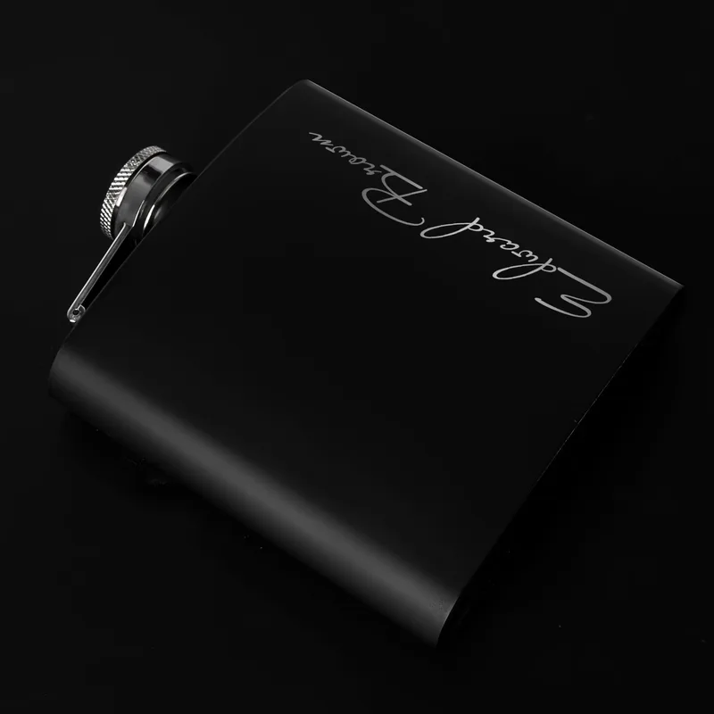Signature Design Personalized Stainless Steel Matte Black Hip Flask