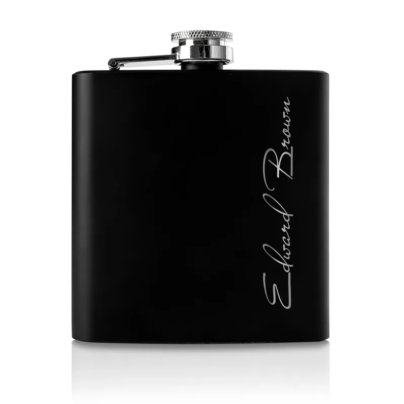 Signature Design Personalized Stainless Steel Matte Black Hip Flask