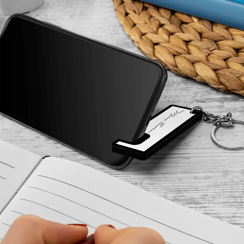 Signature Design Printed Personalized Keychain Phone Stand