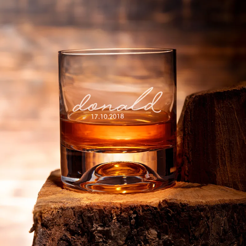 Personalised Whiskey Glass Set with Engraved Wooden Box