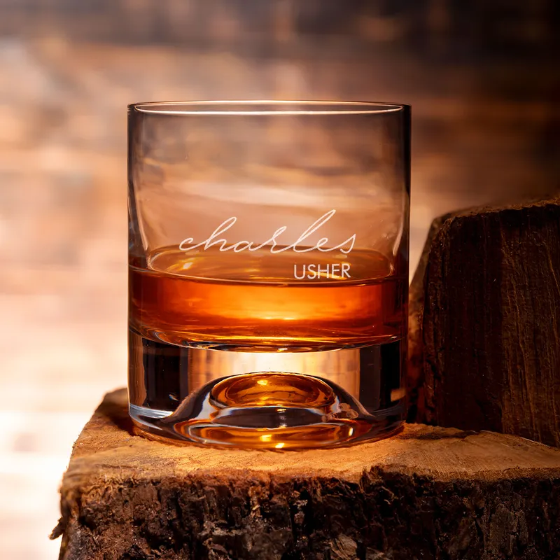 Personalised Whiskey Glass Set with Engraved Wooden Box