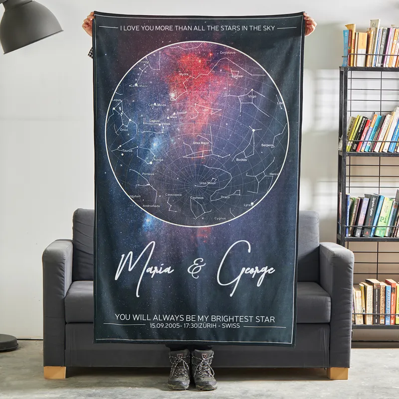 Personalised Star Map TV Blanket for Romantic Occasions
