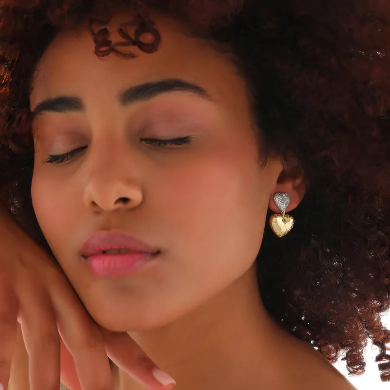 Silver and Gold Plated Heart Earrings