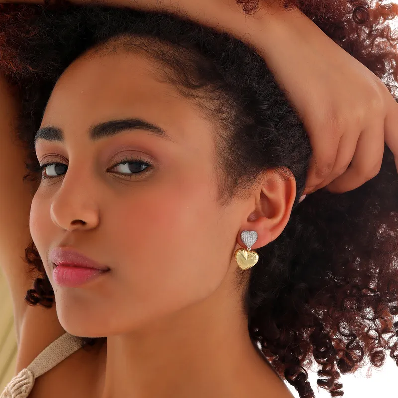 Silver and Gold Plated Heart Earrings