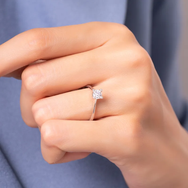 Silver Solitaire Ring Perfect Anniversary Gift for Her