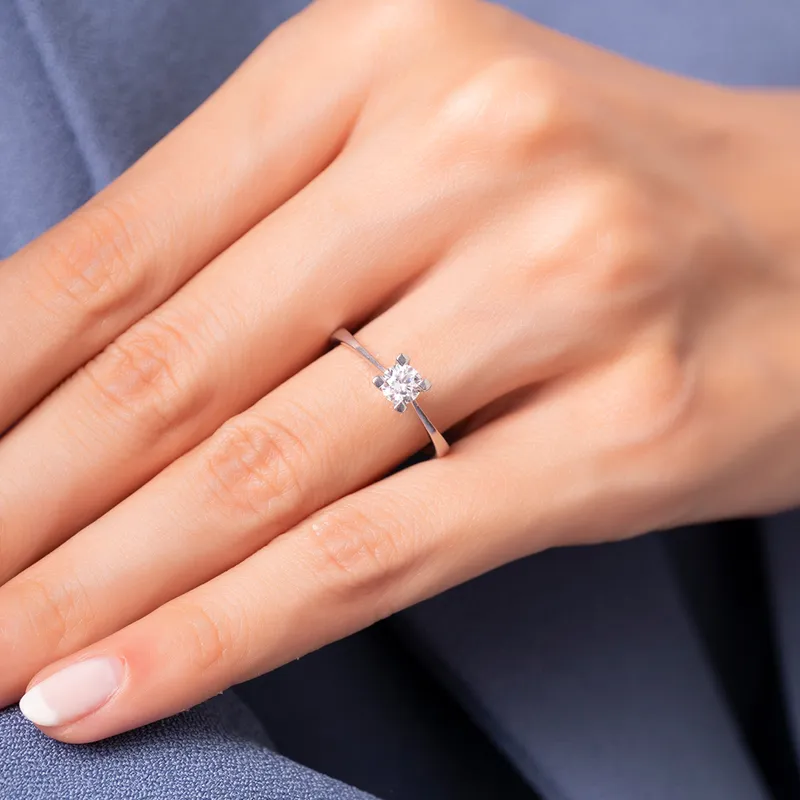 Silver Solitaire Ring Perfect Anniversary Gift for Her