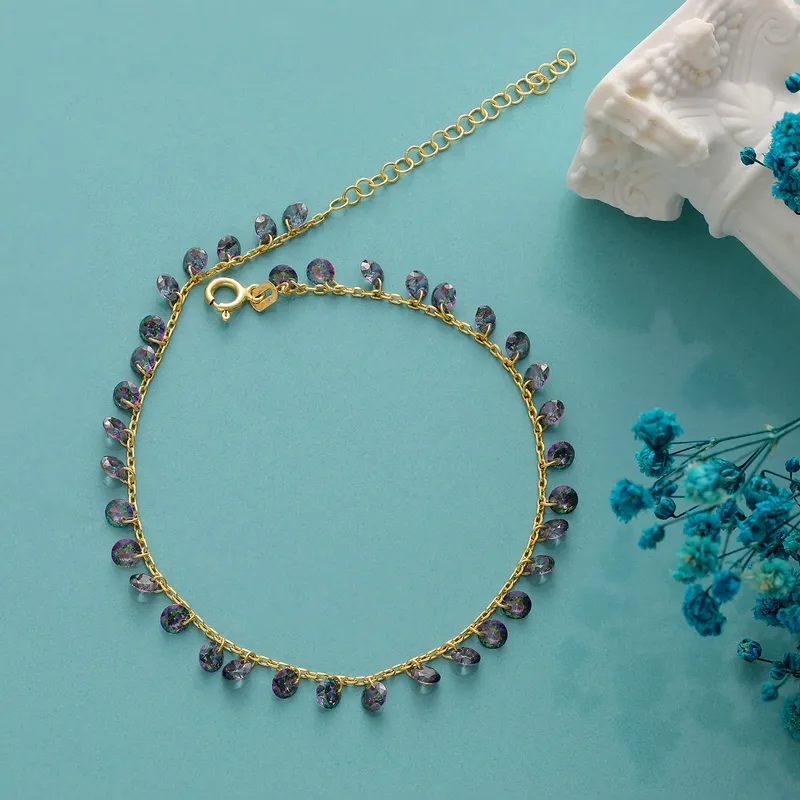 Silver Women's Bracelet with Mystic Topaz Stone