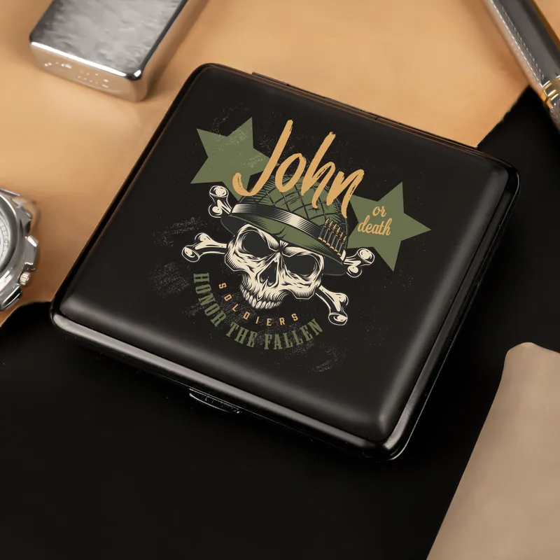 Skull Design Personalized Cigarette Case