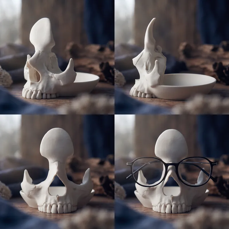 Skull Eyeglass Stand Holder - Gothic Desk Display Gift