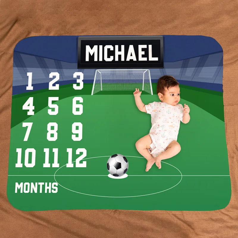 Soccer Design Milestone Baby Blanket