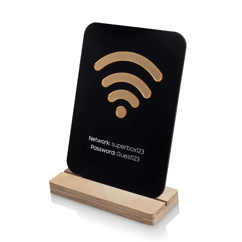 Social Media Design Acrylic Plaque with Wooden Base