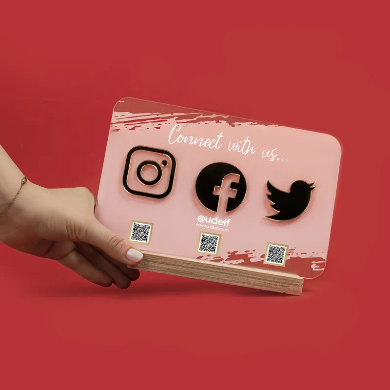 Social Media Link QR Code Design Acrylic Plaque