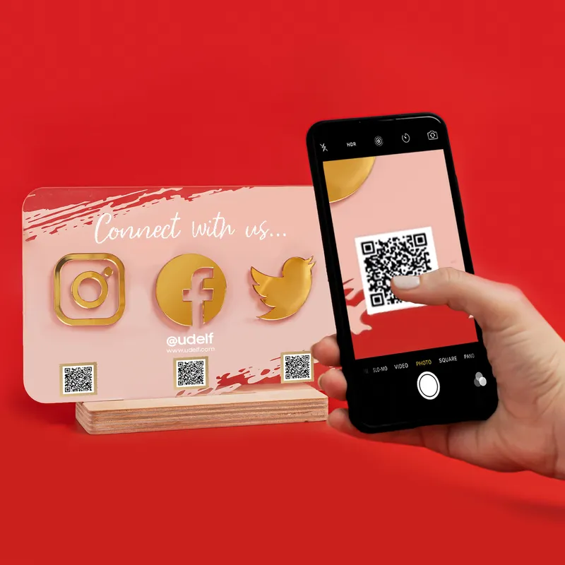 Social Media Link QR Code Design Acrylic Plaque