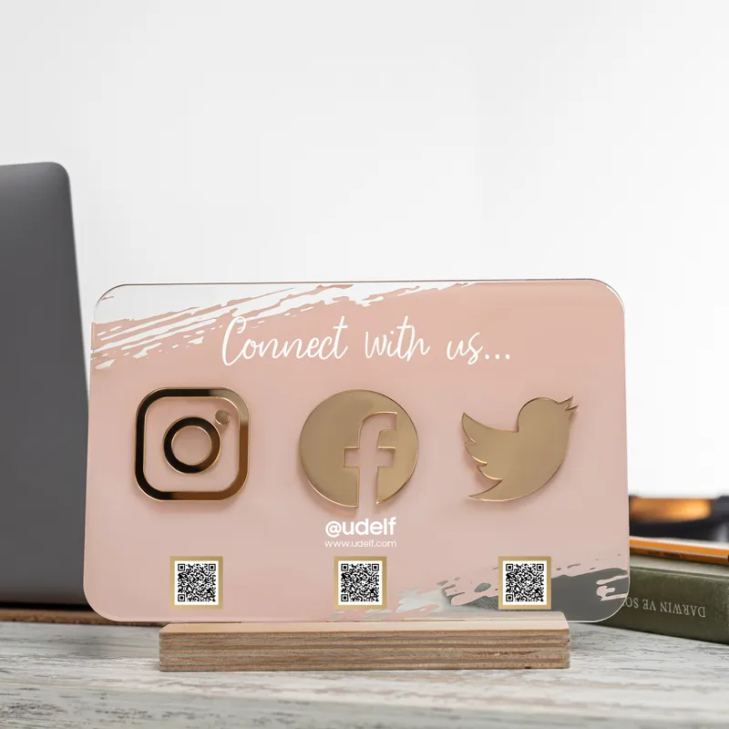 Social Media Link QR Code Design Acrylic Plaque