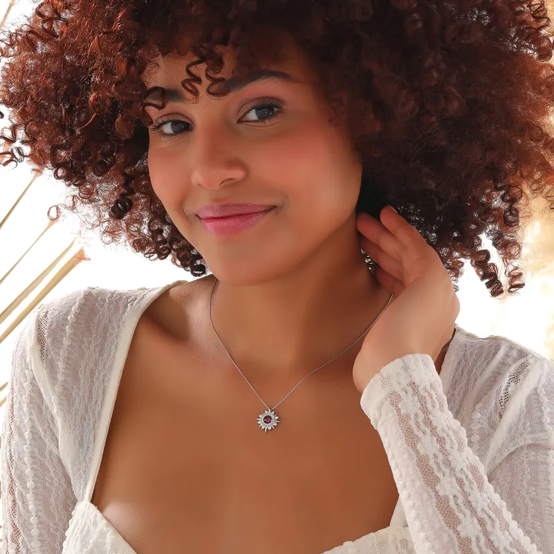 Sparkle of Pink - Silver Necklace with Zircon Stones