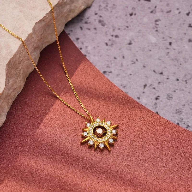 Sparkle of Pink - Silver Necklace with Zircon Stones