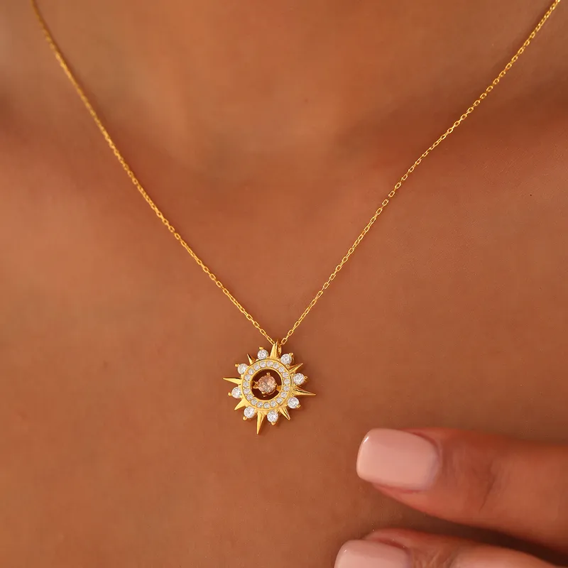 Sparkle of Pink - Silver Necklace with Zircon Stones