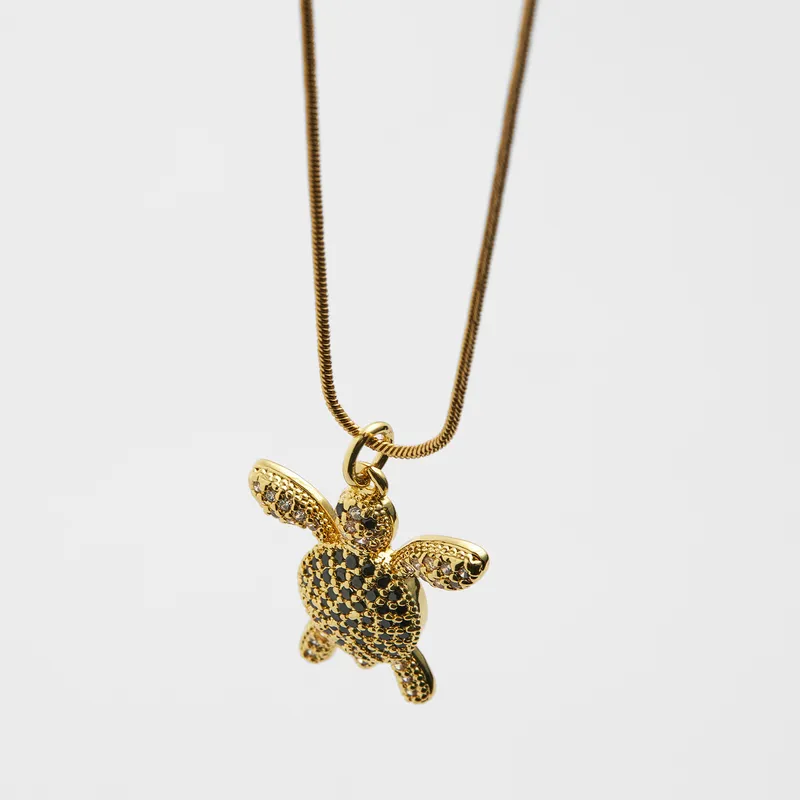 Sparkling Gemstone Turtle Pendant