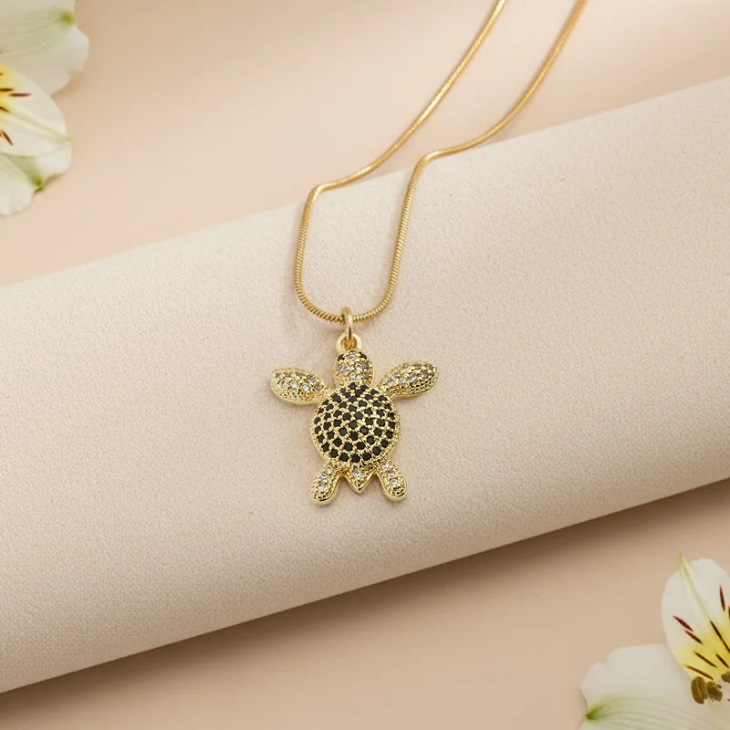 Sparkling Gemstone Turtle Pendant