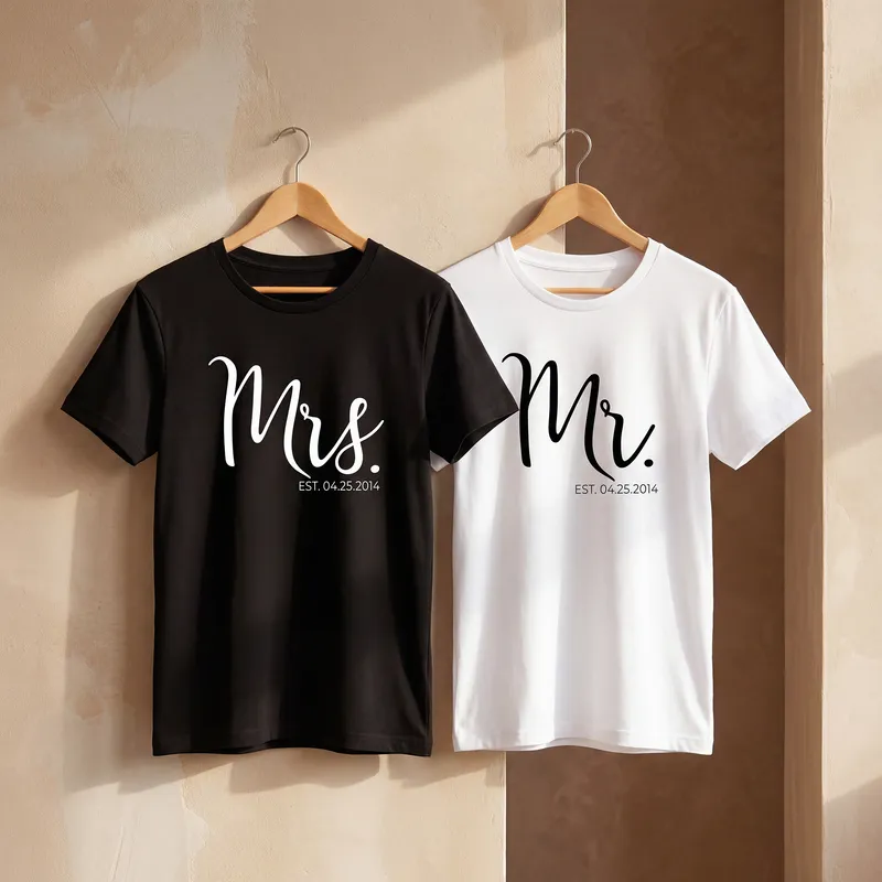 Personalised Couples T-Shirts with Special Date