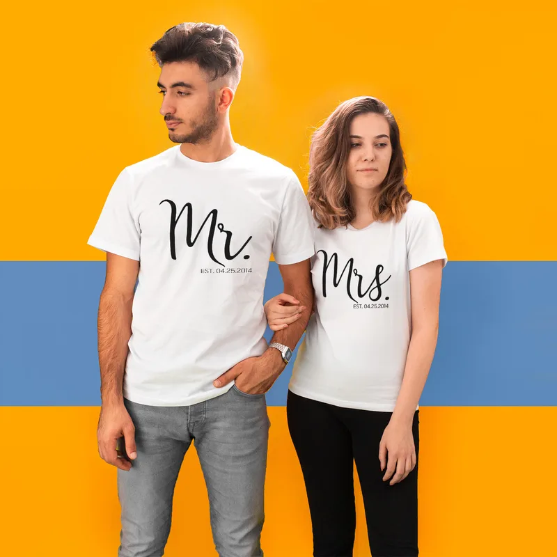 Special Date Written Dear Combination T-Shirt for Couples