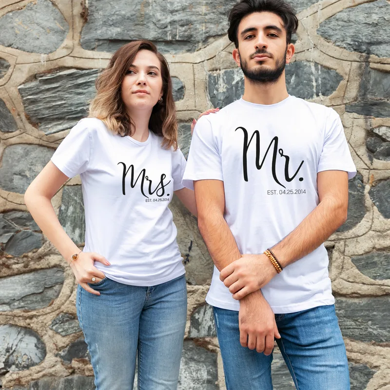 Special Date Written Dear Combination T-Shirt for Couples
