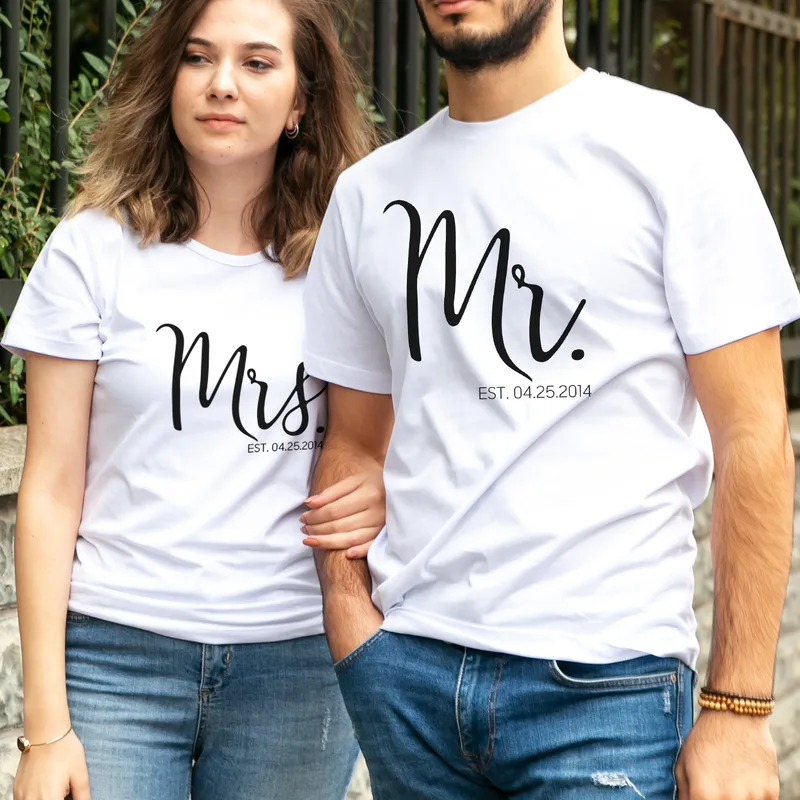 Special Date Written Dear Combination T-Shirt for Couples