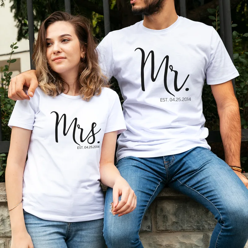 Special Date Written Dear Combination T-Shirt for Couples