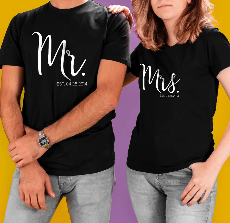 Special Date Written Dear Combination T-Shirt for Couples