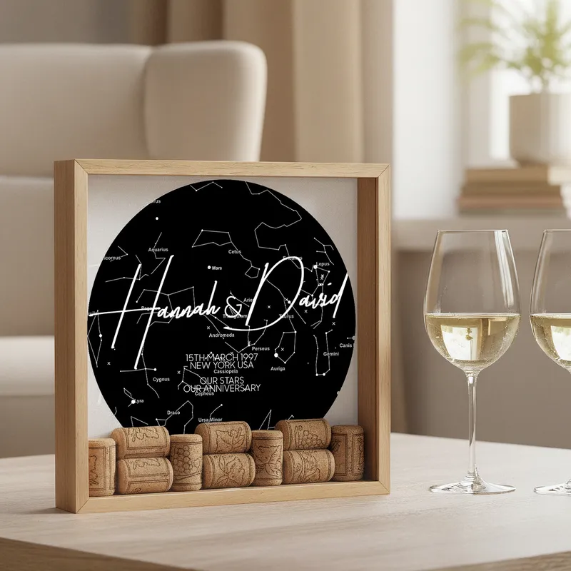 Personalised Star Map Wooden Keepsake Box for Anniversaries