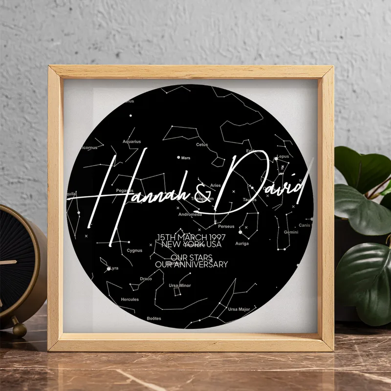 Special Day Star Map Design Wooden Keepsake Collection Box for Couples