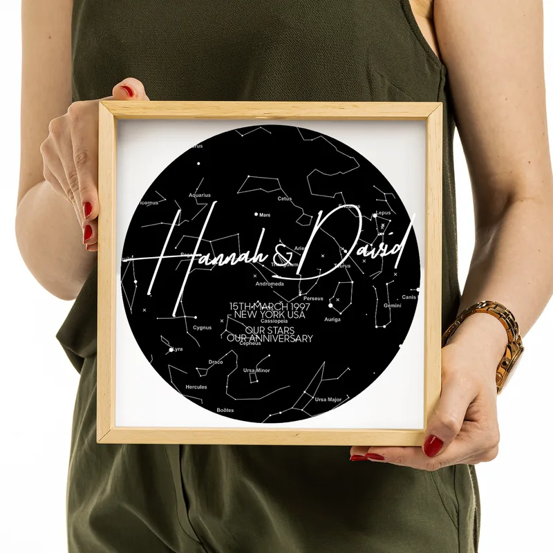 Special Day Star Map Design Wooden Keepsake Collection Box for Couples