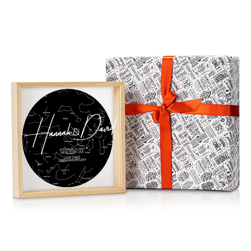 Special Day Star Map Design Wooden Keepsake Collection Box for Couples