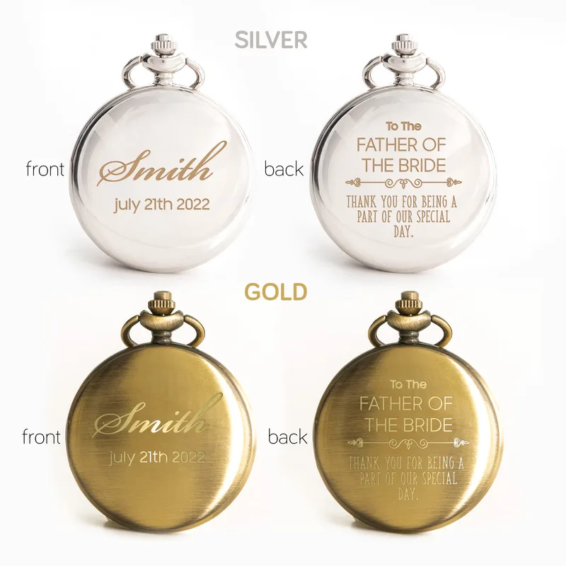 Special Message Pocket Watch for Bride's Father Thank You Gift