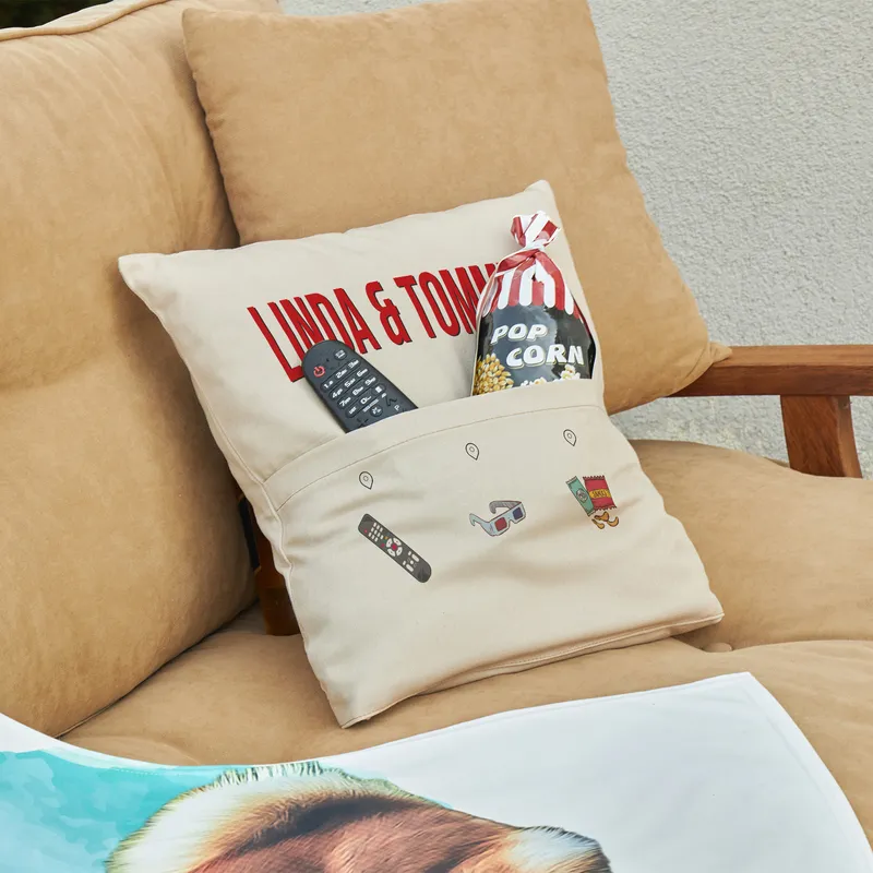 Special Name Printed Pocket Cushion Movie Pillow for Couples