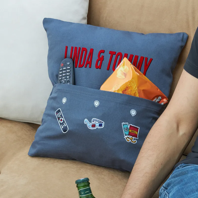 Special Name Printed Pocket Cushion Movie Pillow for Couples