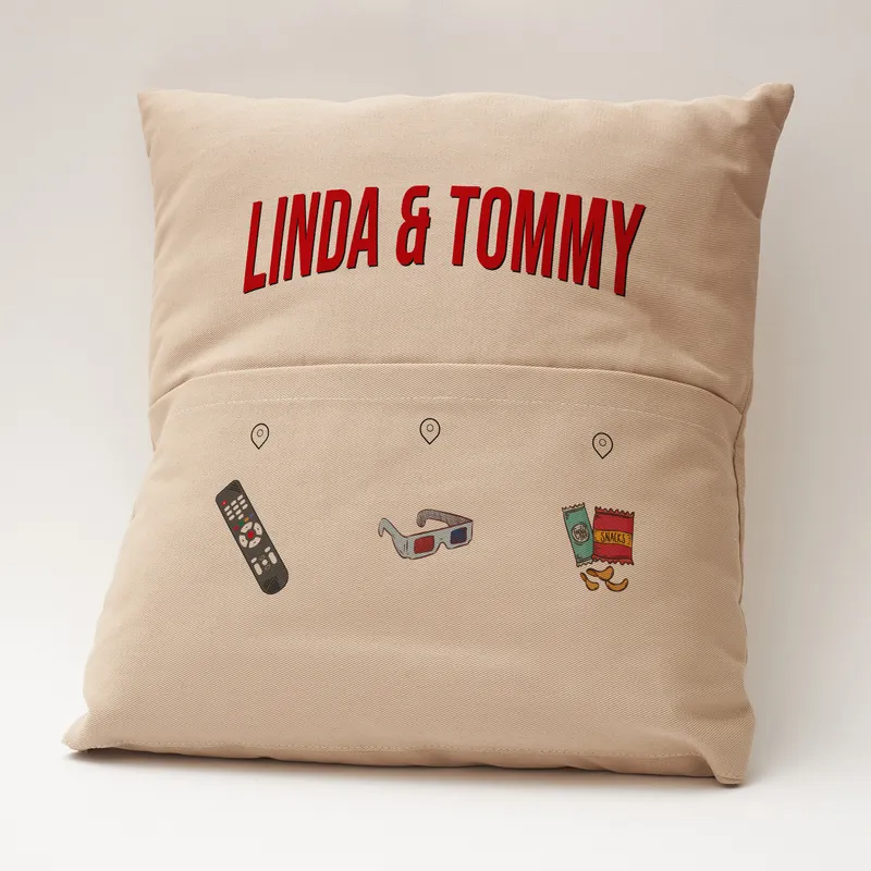 Special Name Printed Pocket Cushion Movie Pillow for Couples